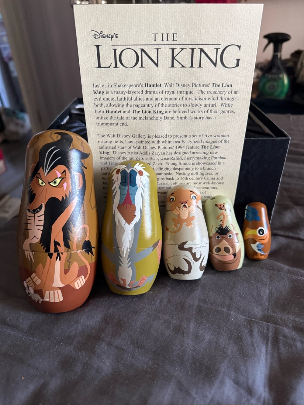Disney Lion King Wooden Nesting Dolls Set - Brown, Yellow, White, Orange, Blue